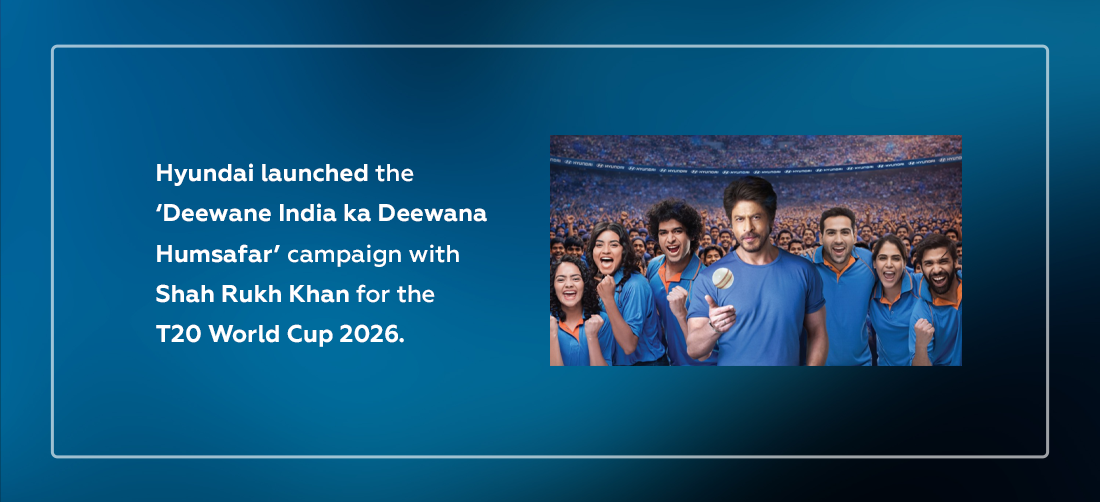 Hyundai launched the ‘Deewane India ka Deewana Humsafar’ campaign with Shah Rukh Khan for the T20 World Cup 2026. Product Image