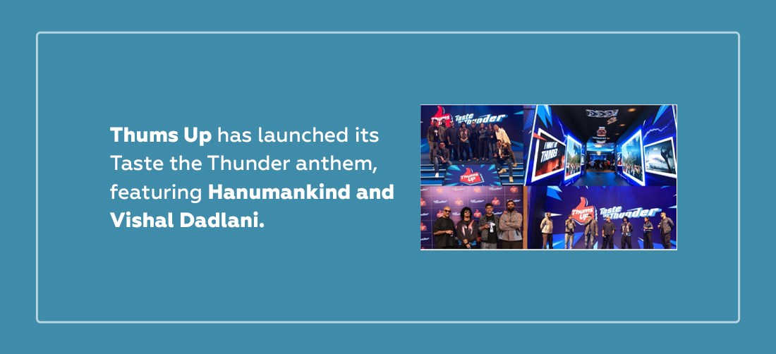 Thums Up has launched its Taste the Thunder anthem, featuring Hanumankind and Vishal Dadlani. Product Image