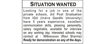 Situation Wanted Advertisement 1