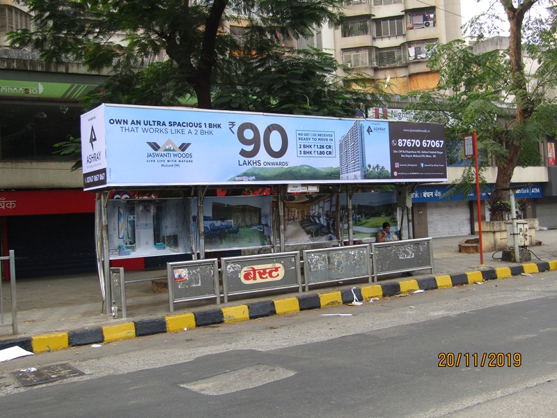 Bus Queue Shelter - L. B. S. Road - Santoshi Mata Mandir,   Mulund (W),   Mumbai,   Maharashtra