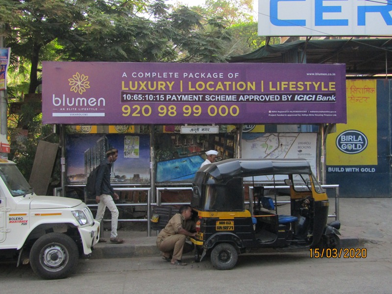 Bus Queue Shelter - Narsi Mehta Road - Jagruti Nagar,   Ghatkopar (W),   Mumbai,   Maharashtra