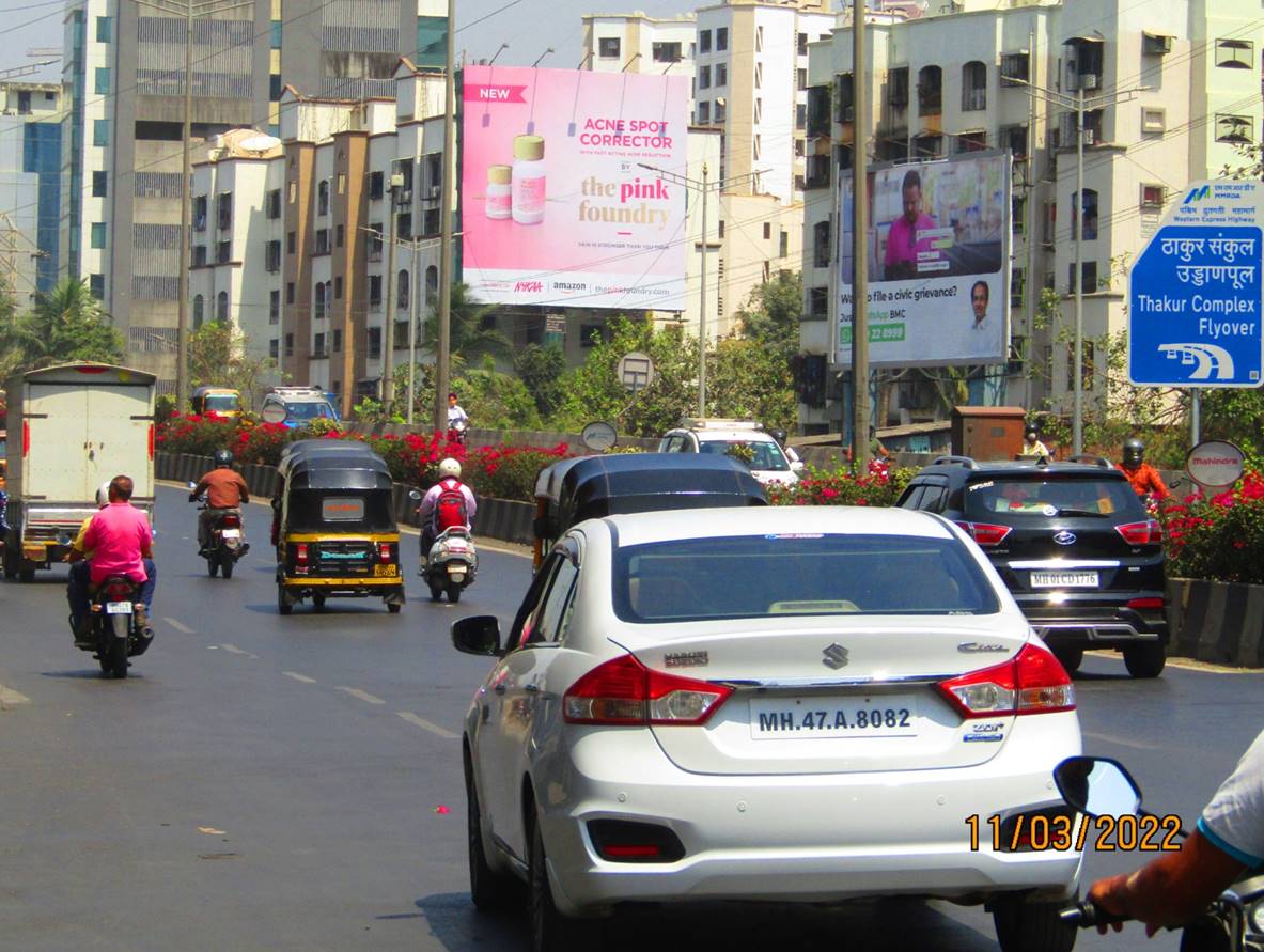 Billboard - WEH Kandivali Near Saidham Flyover ET - WEH Kandivali Saidham Towards Metro Mall - RHS,   Western Express Highway,   Mumbai,   Maharashtra