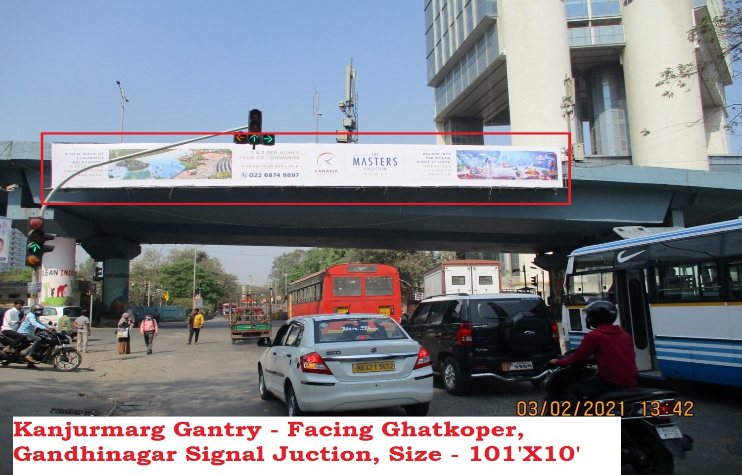 Gantry - Kanjurmarg Gantry, LBS Marg, Gandhinagar Signal Junction - from Mulund towards Vikroli, Kanjurmarg, Mumbai, Maharashtra Gantry - Kanjurmarg Gantry, LBS Marg, Gandhinagar Signal Junction - from Mulund towards Vikroli, Kanjurmarg, Mumbai, Maharashtra