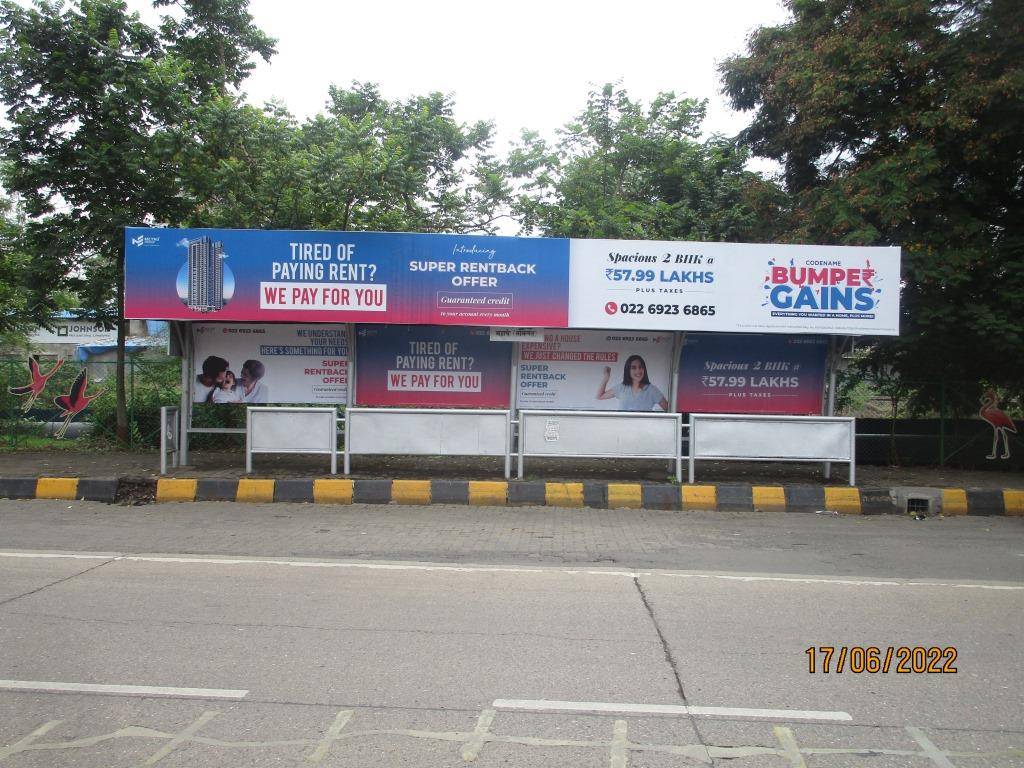 Bus Queue Shelter - Mahape naka (Lokmat) Towards Thane,   Thane Belapur Road,   Navi Mumbai,   Maharashtra