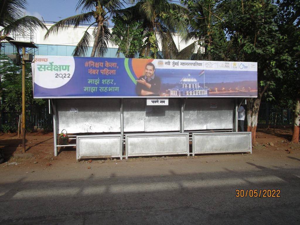 Bus Queue Shelter - Pawne gaon Towards Vashi,   Thane Belapur Road,   Navi Mumbai,   Maharashtra