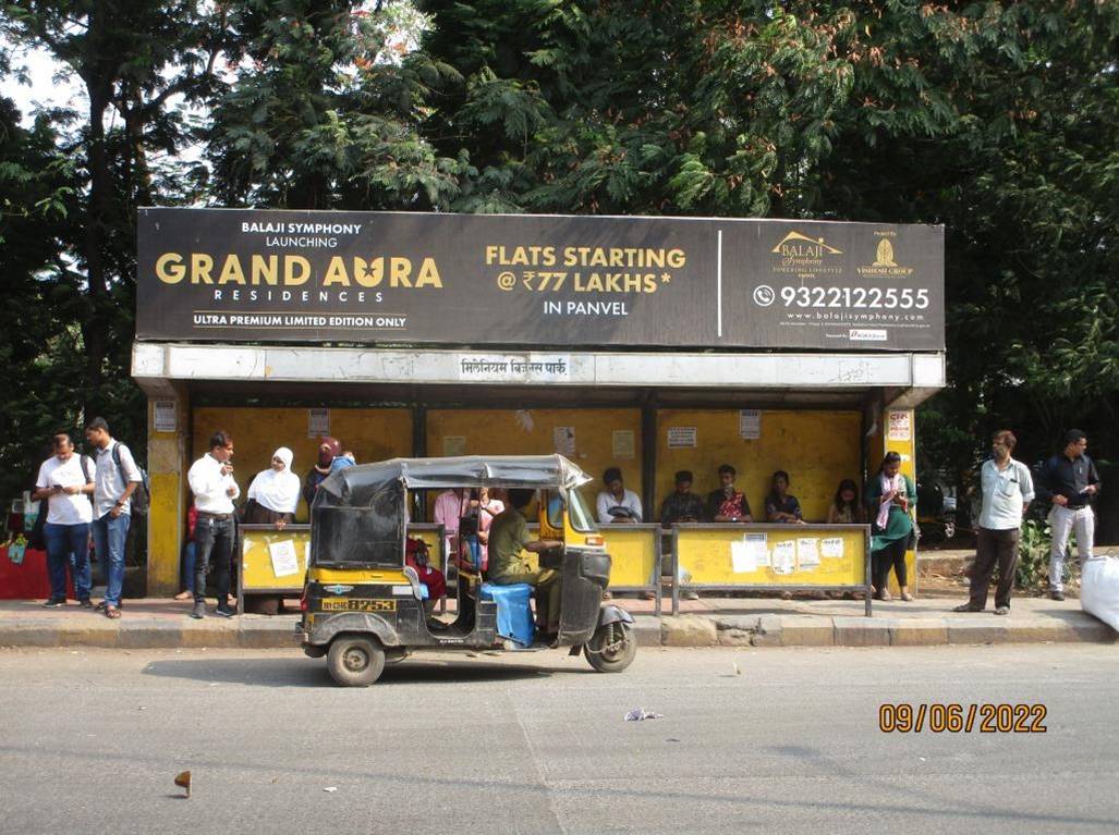 Bus Queue Shelter - Mahape Millennium Business Park Outside towards KK.., Mahape, Navi Mumbai, Maharashtra Bus Queue Shelter - Mahape Millennium Business Park Outside towards KK.., Mahape, Navi Mumbai, Maharashtra