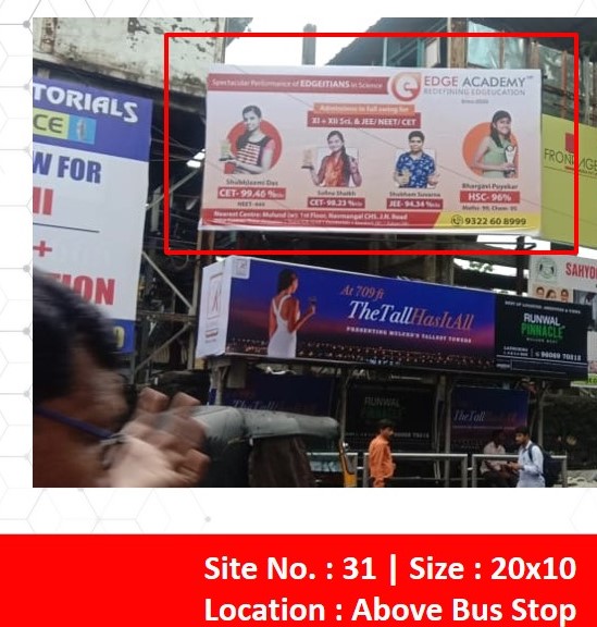 Billboard - Above Buss Stop east - Above Buss Stop east, Mulund, MUMBAI, Maharashtra Billboard - Above Buss Stop east - Above Buss Stop east, Mulund, MUMBAI, Maharashtra
